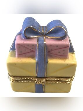 Vintage Porcelain Birthday Gift Trinket Box, Hand Painted Limoges Style